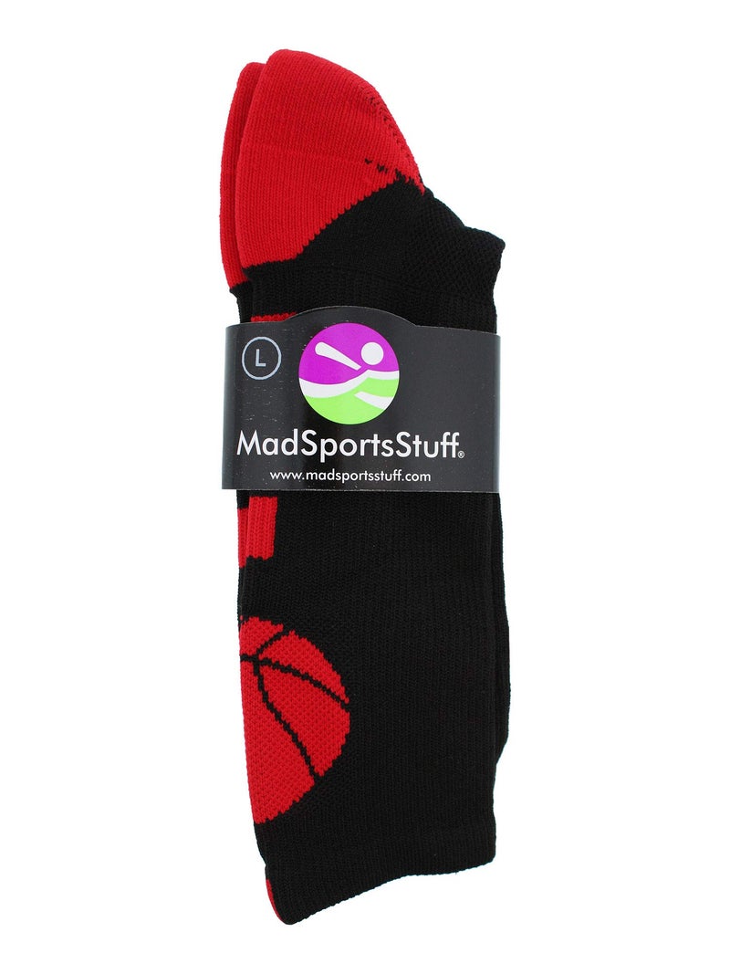 MadSportsStuff جوارب رياضية برباط شعار كرة السلة من ماد سبورتس ستاف، متوسط - أسود/قرمزي - Image 3